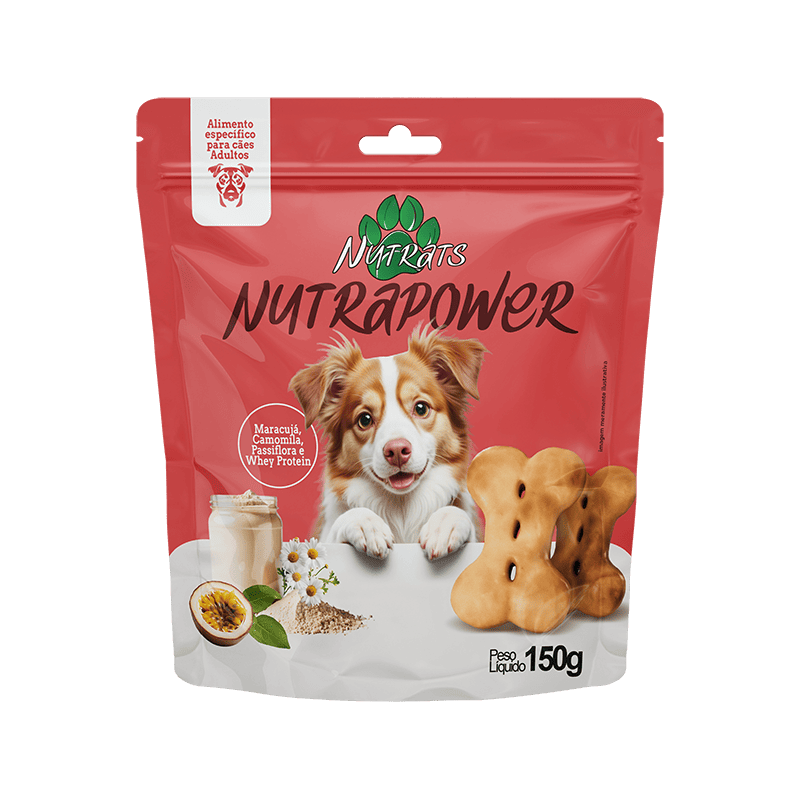 Biscoito Nutrapower como recompensa para cão tranquilo com visitas