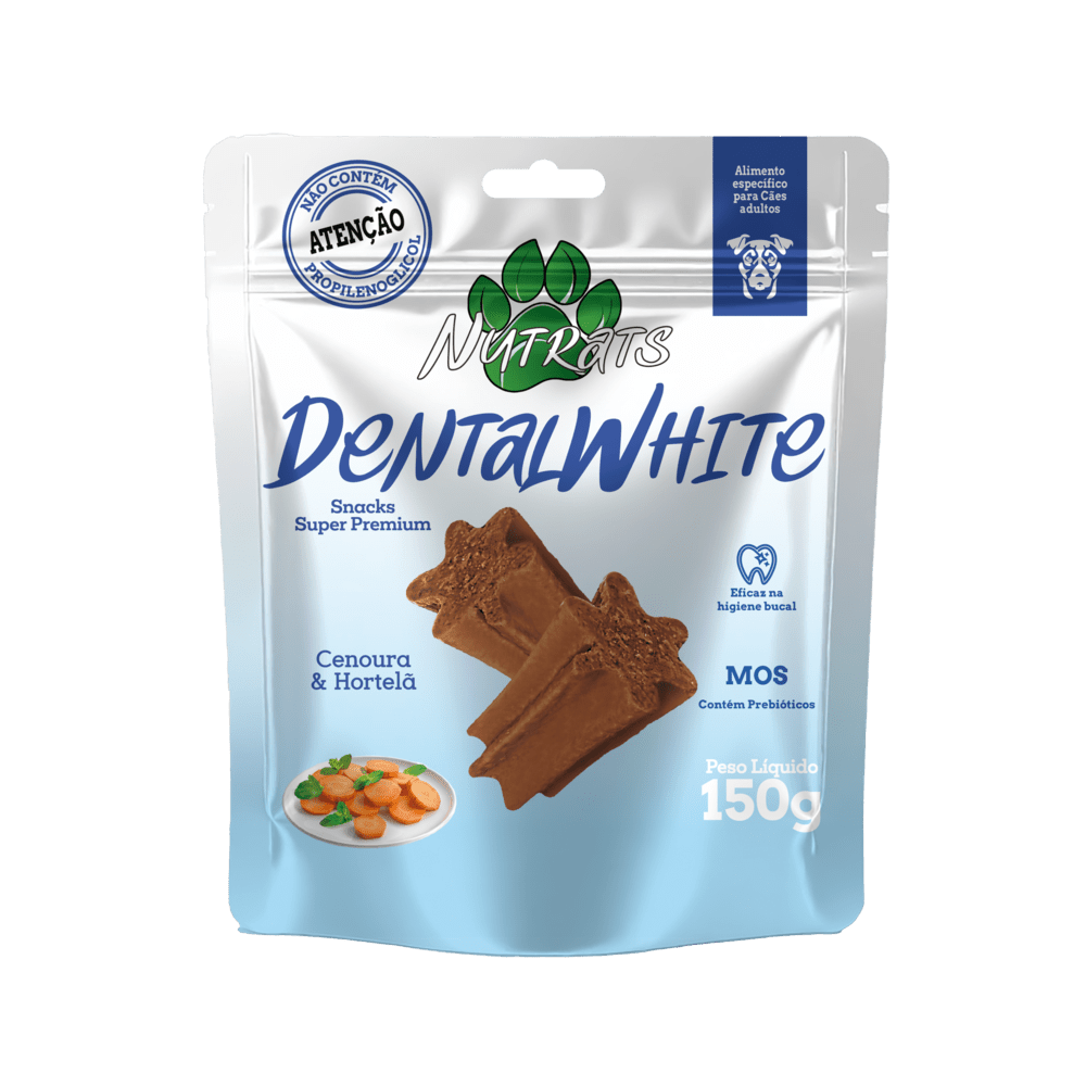 Dentalwhite petisco dental para cães com cenoura e hortelã